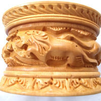 Wooden Round Carved Box - 4 Inches