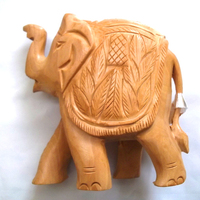 Carved Wooden Elephant - 4 Inches